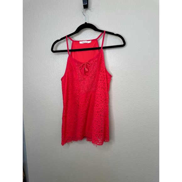 Solitaire Womens Red Pink Tank Top Medium sleeveless mini Cotton pullover - Picture 1 of 6